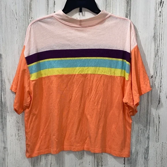 0731 Free People Colorful Striped T-Shirt - Picture 3 of 3